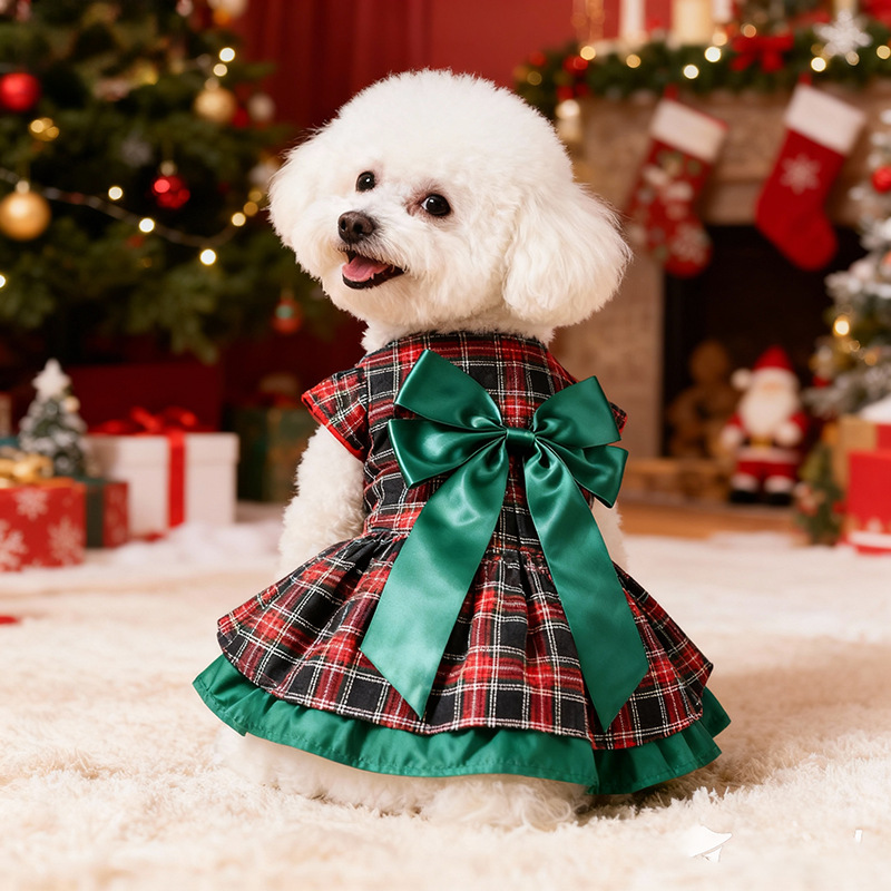 Christmas Throw Blanket - Klassischer Roter Karierter Weihnachts-Hundekleidchen im Preppy-Stil